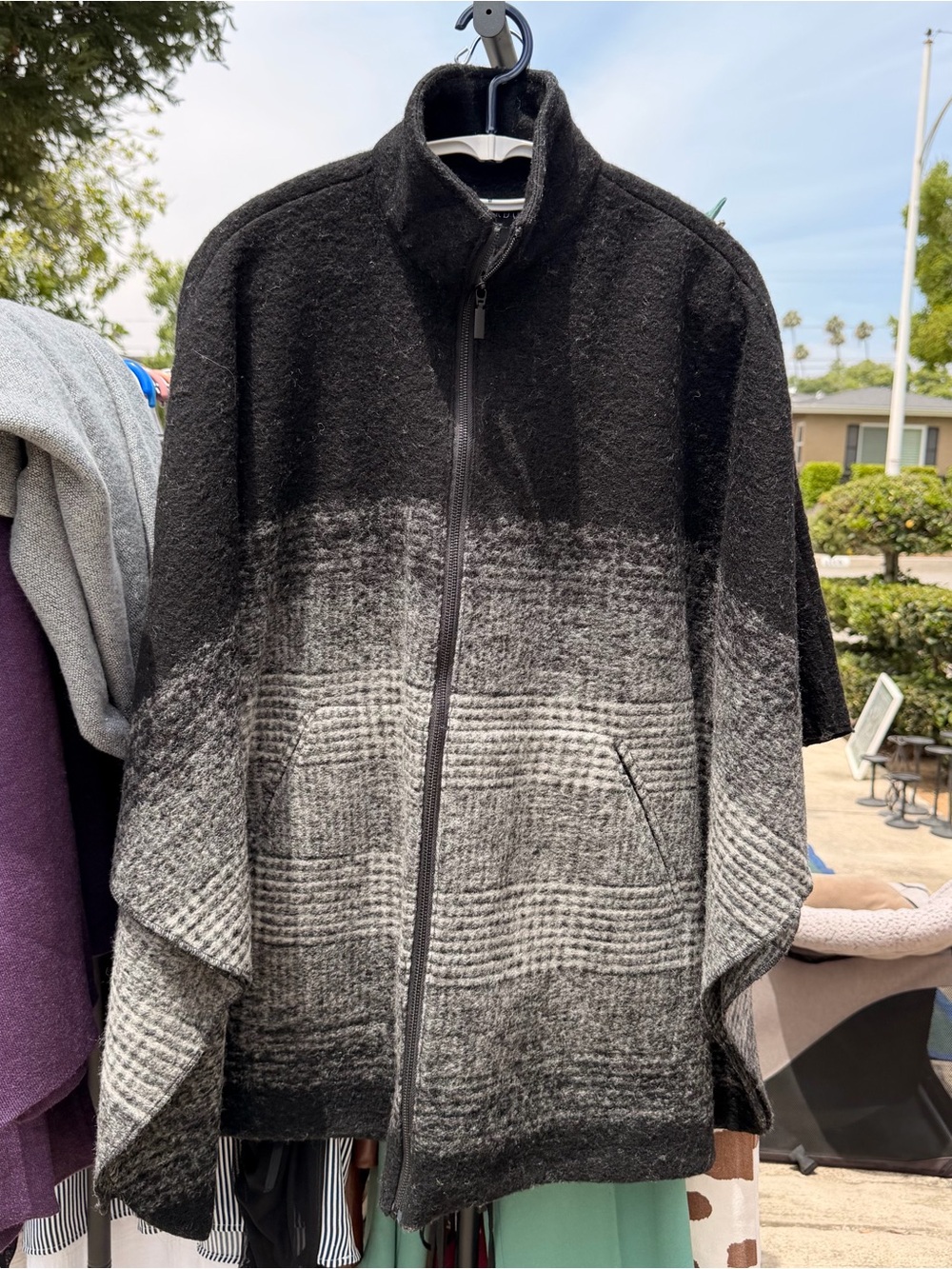 Bernardo Black Knit Zip-Front Top